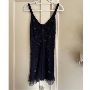 Vintage Beaded Mesh Overlay Dress